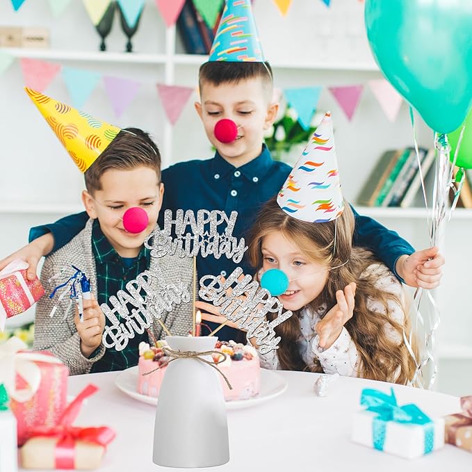 Glitter Silver Birthday Centerpiece Sticks 12PCS Happy Birthday Party Table Decorations Double Sided Birthday Party Centerpieces for Cheers to Birthday Anniversary Baby Shower Supplies