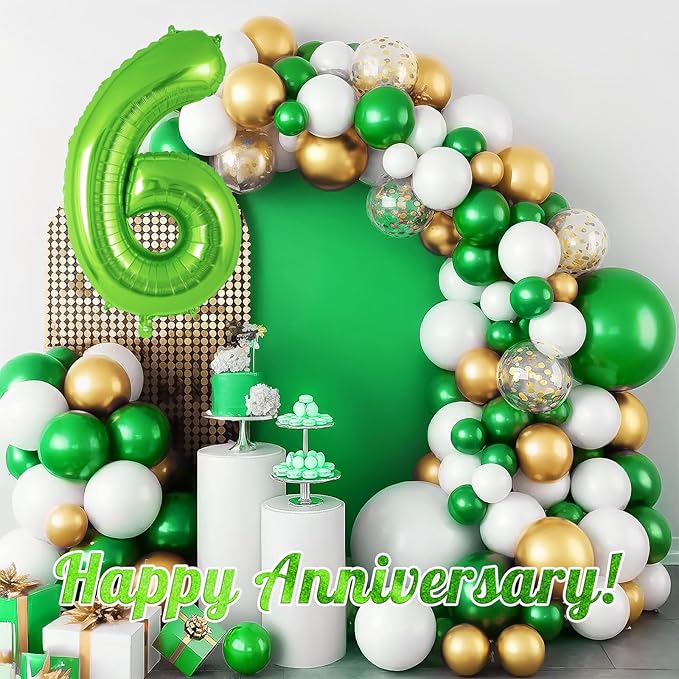 Green Number 6 Balloon 40 Inch, Big Large Foil Helium Number Balloons, Jumbo Giant Mylar Number 6 Balloons for 6 Year Old Birthday Party Decorations Supplies Anniversary Celebration
