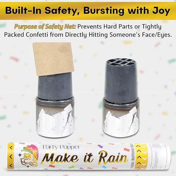 6 Pack 12 Inch Confetti Poppers, Biodegradable Confetti Popper Set for Wedding, Birthday Party Celebrations | Releases 15 ft in the Air