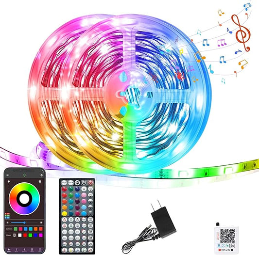 GANZQH Led Lights for Bedroom 200FT, RGB Led Strip Lights Color Changing Indoor, Music Sync Led Light Strip with Remote & App Control, DIY Fancy Led Lights for Room Decor Ambient Lighting (2 * 100FT)