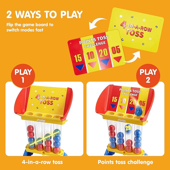 JOYIN 4-in-a-Row Floor Giant Game – Toss & Score Game for Kids 3+, Indoor & Outdoor Yard Games, Portable Party Game for Home, Lawn, Beach & Camping Essentials