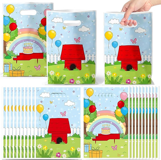 JuPelozak 50pcs Cartoon Dog Red House Party Favor Bags, Cute Dogs Goodie Bag, Birthday Treat Candy Cookie Gift Decor for Fans Adult, Movie Theme Holiday Celebration Party Decorations Supplies
