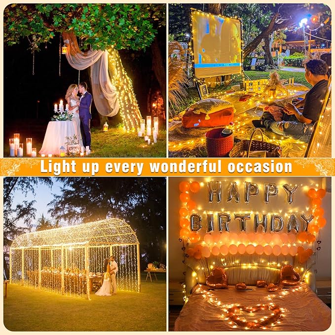 262FT 800 LED Outdoor String Lights, Extra Long Christmas Lights Indoor Waterproof, 8 Modes Plug in Fairy Twinkle Lights for Outside Bedroom Wedding Party Garden Holiday Decorations, Warm White