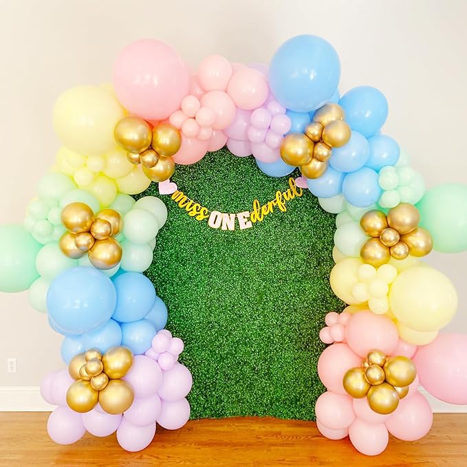 Voircoloria 130pcs Pastel Balloons Different Sizes 18" 12" 10" 5" Macaron Latex Balloon Garland Arch Kit for Birthday Easter Baby Shower Graduation Wedding Gender Reveal Anniversary Party Decorations