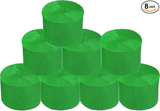 8 Rolls Green Crepe Paper Streamers, Wedding Birthday Baby Shower Christmas Party Decoration, St Patrict's Day Rainbow DIY Supplies, Living Room Bedroom Decor
