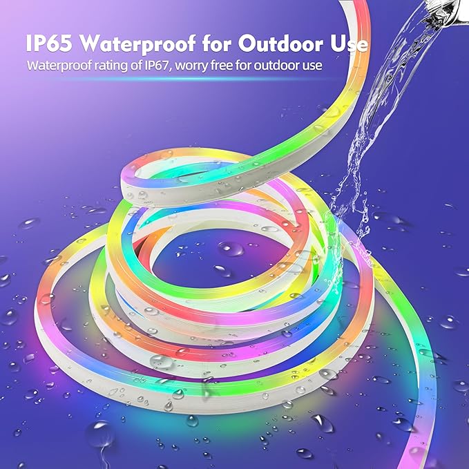 16.4ft Neon Rope Lights,Flexible Led Rope Lights Control with App/LED Strip Lights - Waterproof, Bendable, Indoor/Outdoor Use for Parties, Home Decor (5M/16.4FT)