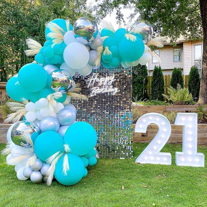 Teal and Tiffany Blue Balloons - 80 PCS 12 Inch 5 Inch Turquoise Balloon Arch for Wedding, Bridal Baby Shower, Birthday, Sea Beach Party Decorations