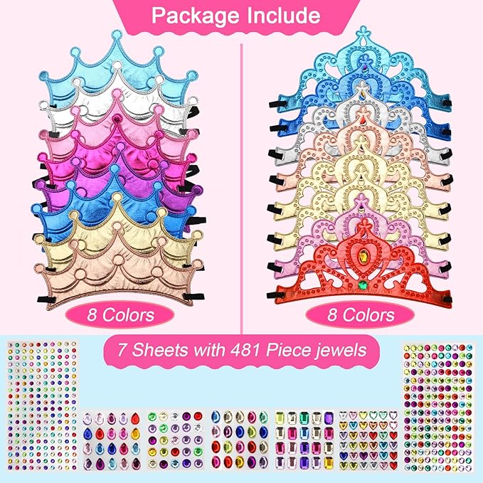 AHIER 23 Pieces Foam Crowns Set, Princess Tiaras Crowns DIY Party Crowns Make Your Crowns With Diamond Sticker