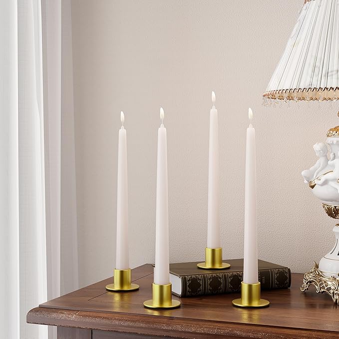 12 PCS Gold Candle Holders Bulk - Elegant Taper Candle Holders, Classic Gold Candlestick Holders for Table Centerpiece, Festive Christmas Mantel Display or Sophisticated Home Decor