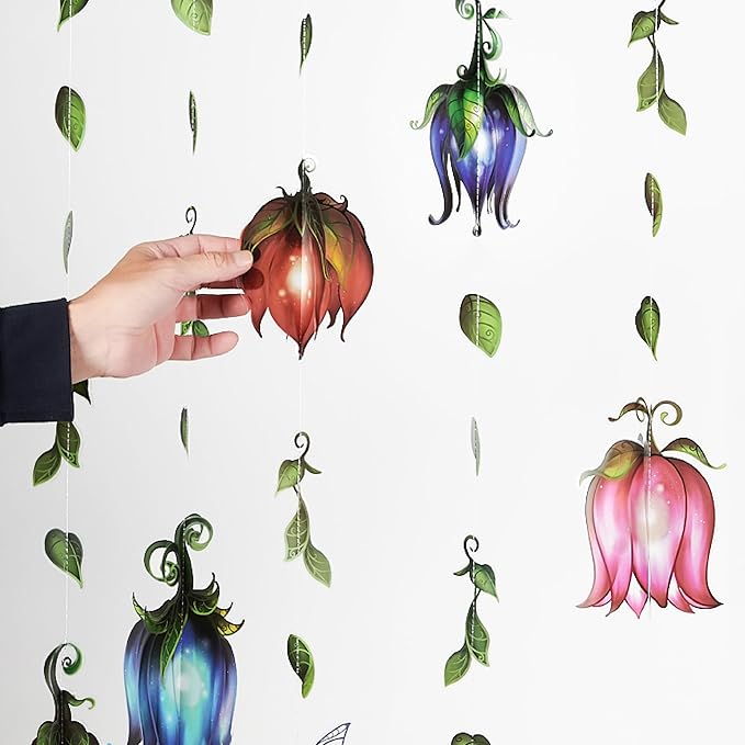 Cheerland Enchanted Forest Fairy Garlands 16 Pcs 3D Wildflower Garland Fairy Party Decorations Flower Banner for Enchanted Garden Party Woodland Theme Picnic Woodland Birthday Decorations