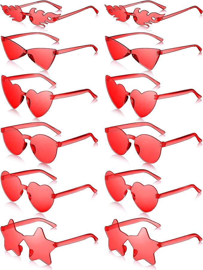 Kanayu 12 Pcs Mixed Style Rimless Sunglasses Retro Party Favors Eyewear for Bachelor Party Photoshoot Costume Accessories