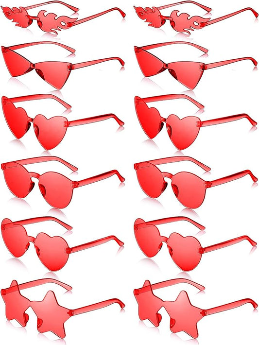 Kanayu 12 Pcs Mixed Style Rimless Sunglasses Retro Party Favors Eyewear for Bachelor Party Photoshoot Costume Accessories