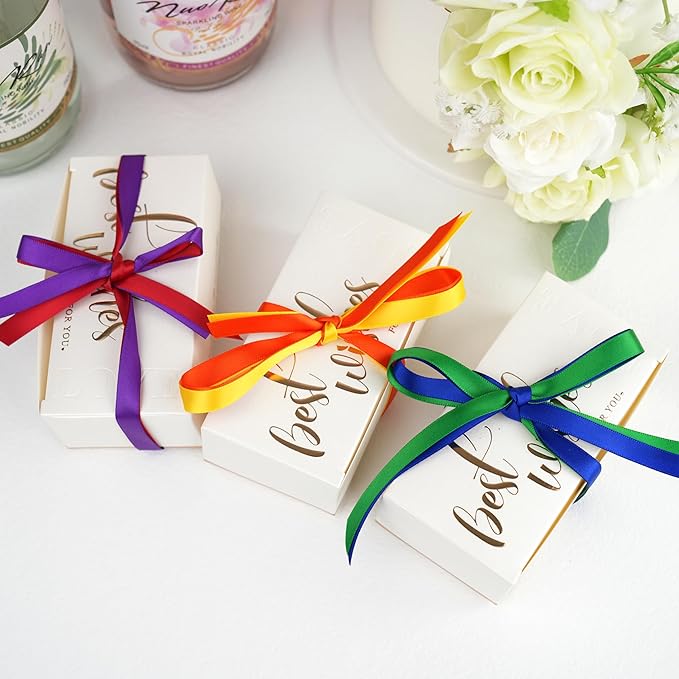 Colorful Rainbow Ribbon 3/8 Inch Thin Double Face Satin Ribbon, 6 Rolls 60 Yards Multicolor Ribbon for Wedding, Gift Wrapping, Invitations, Hair Bows, Crafts