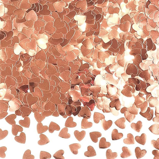 Rose Gold Heart Table Confetti - Foil Metallic Heart Shaped Glitter Confetti for Valentines Day, Wedding Anniversary, Baby Shower, Birthday Party - 60g