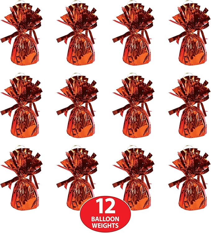 Beistle 12 Piece Metallic Orange Balloon Weights for Birthday Party Decoration Halloween Baby Shower Wedding Table Centerpiece