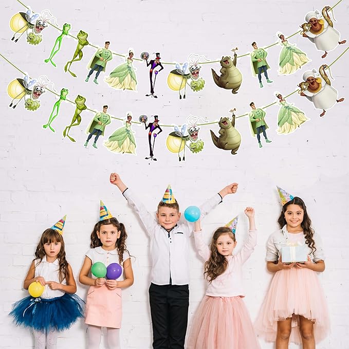 Princss and The Frog Garland Decoration – Themed Party Banner for Birthday Celebrations, Decorative Garland for Dessert Tables, Room Décor, Baby Showers, Photo Displays, and Special Events