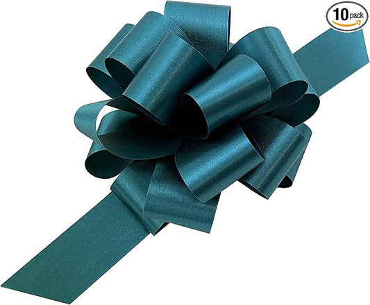 Teal Decorative Gift Pull Bows - 5" Wide, Set of 10, Wreath, Spring, Summer, Swag, Garland, Gift Basket, Presents, Birthday, Fundraiser, Classroom, Office, Decoration, Christmas, Easter