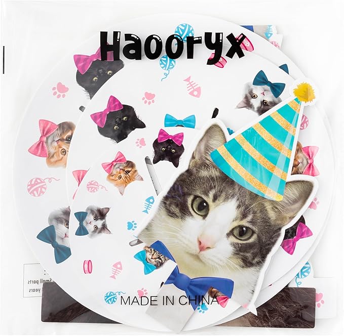 Haooryx Cute Cat Cupcake Stand - 3 Tier American Shorthair Cat Cupcake Tower Cardboard Dessert Holder Cake Stand Serving Tray for Cat Theme Party Table Decor Pet Lovers Kids Birthday Party Supplies
