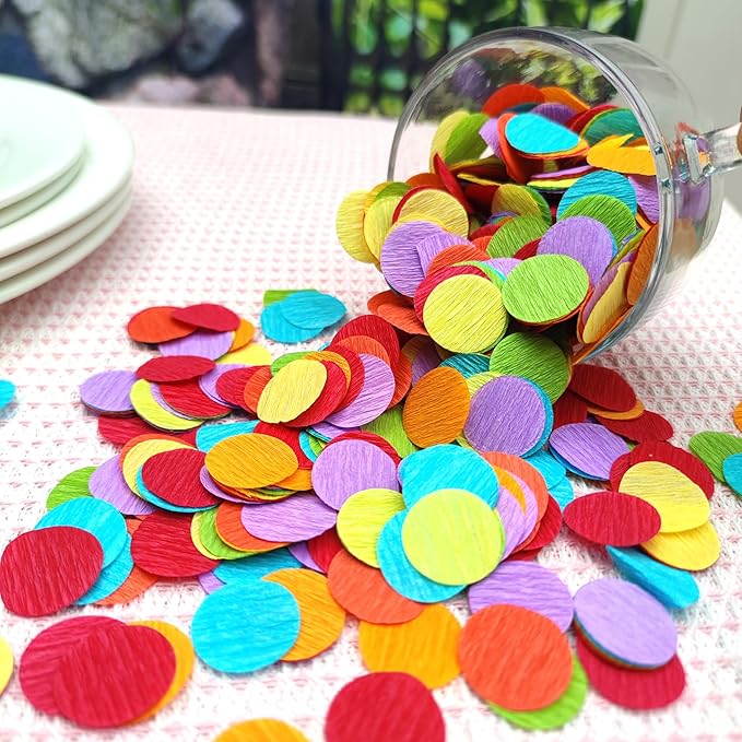 1 Inch Rainbow Circle Crepe Paper Confetti Colorful Round Dots Table Confetti for Birthday Wedding Baby Shower Birthday Party Decorations 1000 Count
