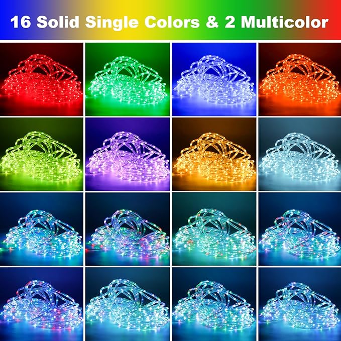 65ft 400 LED Rope Lights for Outside, Color Changing Rope Lights Indoor Outdoor with Remote, 16 Colors Waterproof Christmas Light Outdoor for Deck, Patio, Pool, Camping, Bedroom, Landscape Decorations