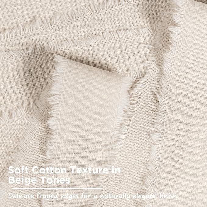 Beige Cotton Ribbon 1 Inch Beige 3 Rolls 21 Yards Frayed Edge Fabric Set for Rustic Wedding Decor, Bridal Bouquet Wrap, Farmhouse Decor, Wreath Making & Gift Wrapping