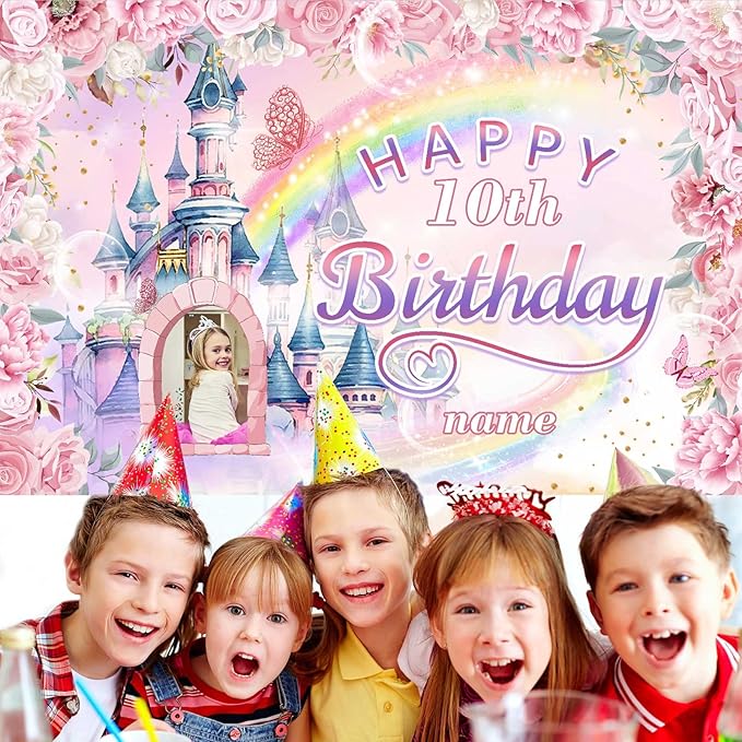 Custom Princess Party Decorations Banner,Personalization Princess Carriage Birthday Decorations Supplies
