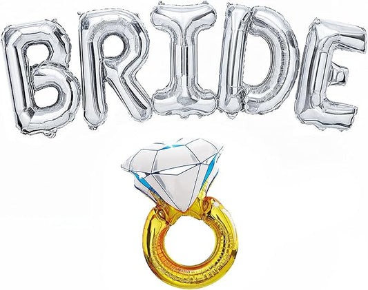 KatchOn, Giant Silver Bride Balloons with Ring - 40 Inch | Bachelorette Party Decorations | Ring Bride Balloons Bachelorette for Bridal Shower Decorations | Engagement Party Decor | Bride to Be Decor
