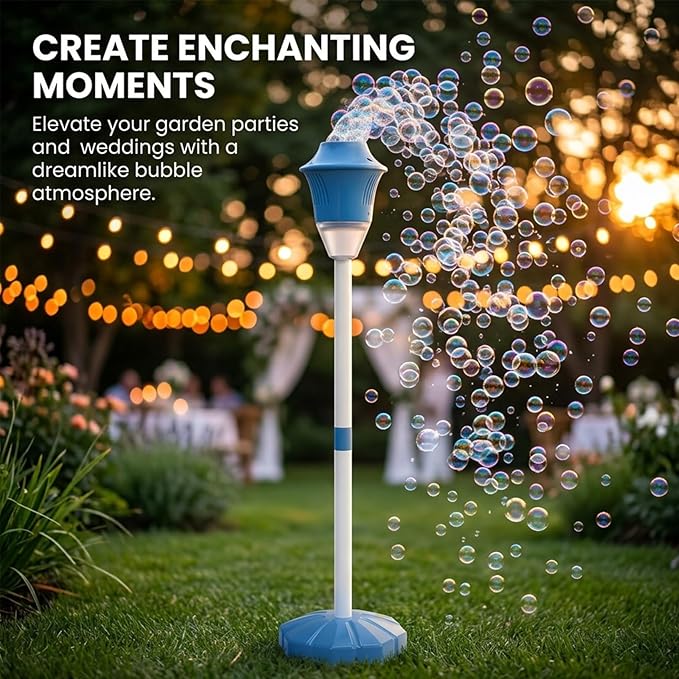 【Ocean Blue -2-Pack】 Bubble Machine - Automatic Bubble Maker Torch with Adjustable Height Up to 47 Inche with LED Lights & Music for Birthday Party Garden Yard Ocean Blue -2-Pack