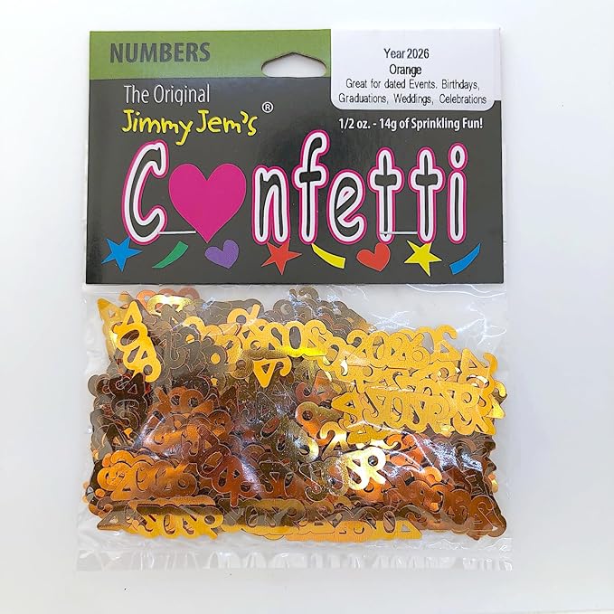 Confetti Year 2026 Orange - 3 Half Oz Bags (1.5 oz) #7343 Q03