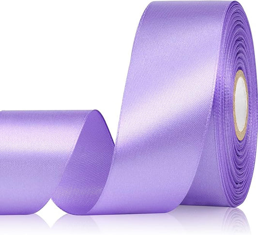 Lavender Ribbon 1-1/2 Inch 30 Yards Lavender Purple Satin Ribbon for Flower Bouquet, Fabric Ribbon for Gift Wrapping Crafts Hair Accessories Easter Wedding Christmas