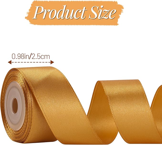 LIUYAXI 1 Inch Rainbow Ribbon Double Faced Stain Ribbon Solid Color Assorted Fabric Ribbon for Crafts,Gift Wrapping,Hair Bows,Wedding Party Decor,Floral Arrangement - 10 Rolls,Total 100 Yards