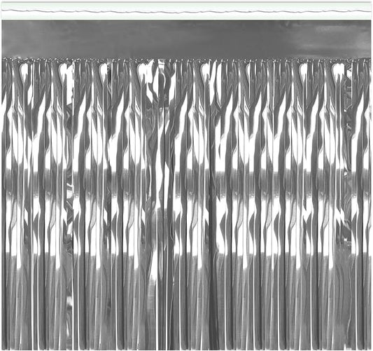 2-Ply FR Metallic Fringe Drape (silver) Party Accessory (1 count)
