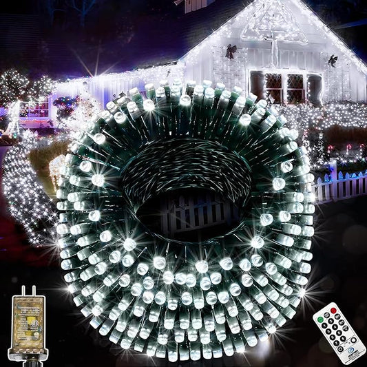 393 FT Christmas Light 1000 LED Xmas Lights Outdoor LED Christams String Lights Waterproof 8 Modes & Timer, Fairy Lights Plug in for Weeding, Patio, Party, Holiday,Christmas Decor (Cool White)