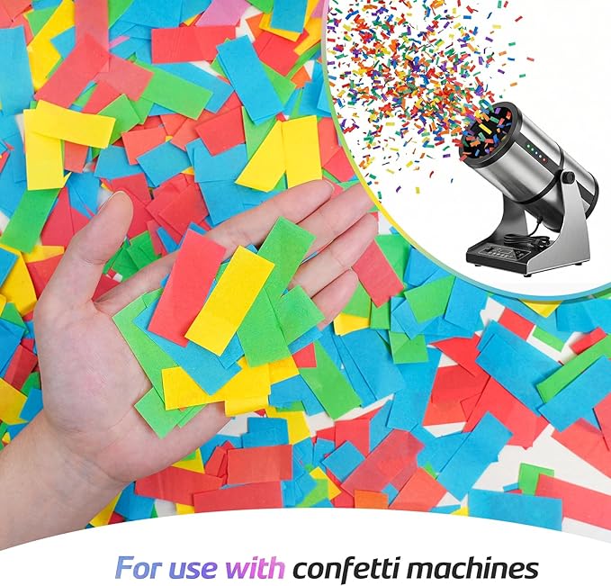 1.2LBS Confetti, Multicolor Biodegradable Confetti - Rectangular Fluttering Tissue Paper Confetti for Cannon and Launcher use – Parties, Concerts and Weddings for Events (Dopamine color)