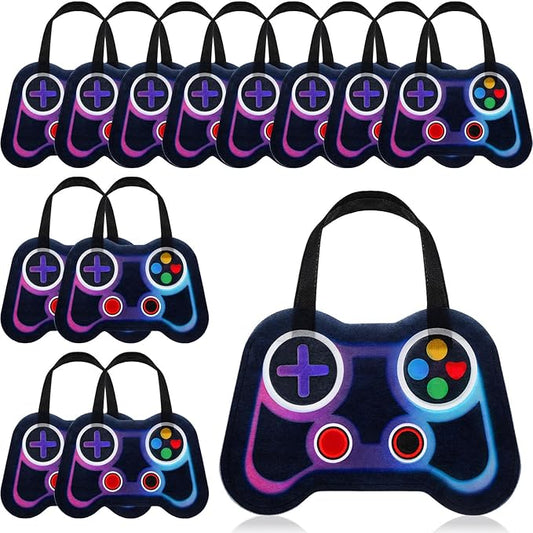 Silkfly 12 Pcs Video Game Party Favor Bags Non Woven Reusable Gaming Goodie Treat Gift Bags with Handles Gaming Party Supplies Class of 2026 Graduation Favors (Neon Color)