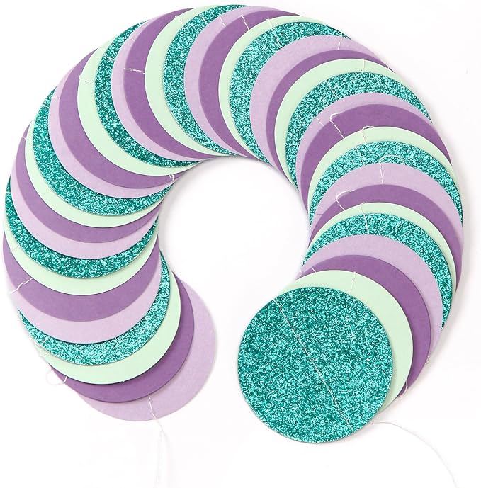 Mermaid Birthday Teal-Purple Party-Decorations Garland-Streamers - 52Ft Turquois Mint Girl Baby Shower Hanging Banner,Under The Sea Classroom Paper Backdrop Decor Huglony