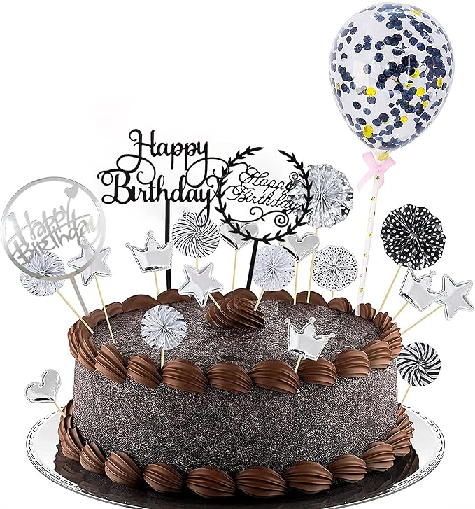 Acrylic Happy Birthday Cake Topper Birthday Cupcake Topper Cake Pick Decorations for Birthday Party Cake Desserts Pastries 4 Colors 7 Styles