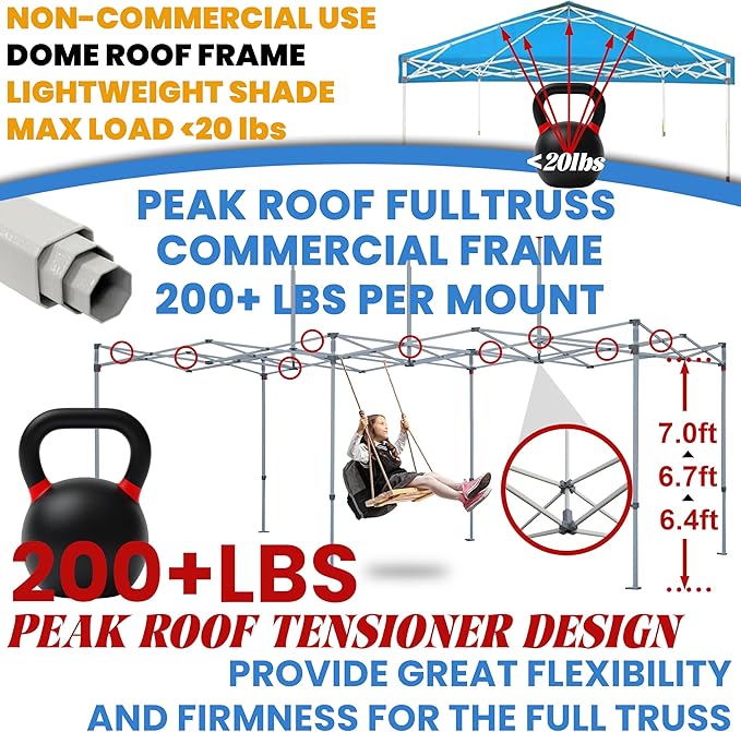 Tradesparker Pop Up Tent,Commercial Movable Canopy with ApexCore LED&Rugged Casters-Instant Easy Setup Shelter Canopies with Weight Bags&Stakes for Outdoor Events(10x10, with 4 Sidewalls, Khaki)