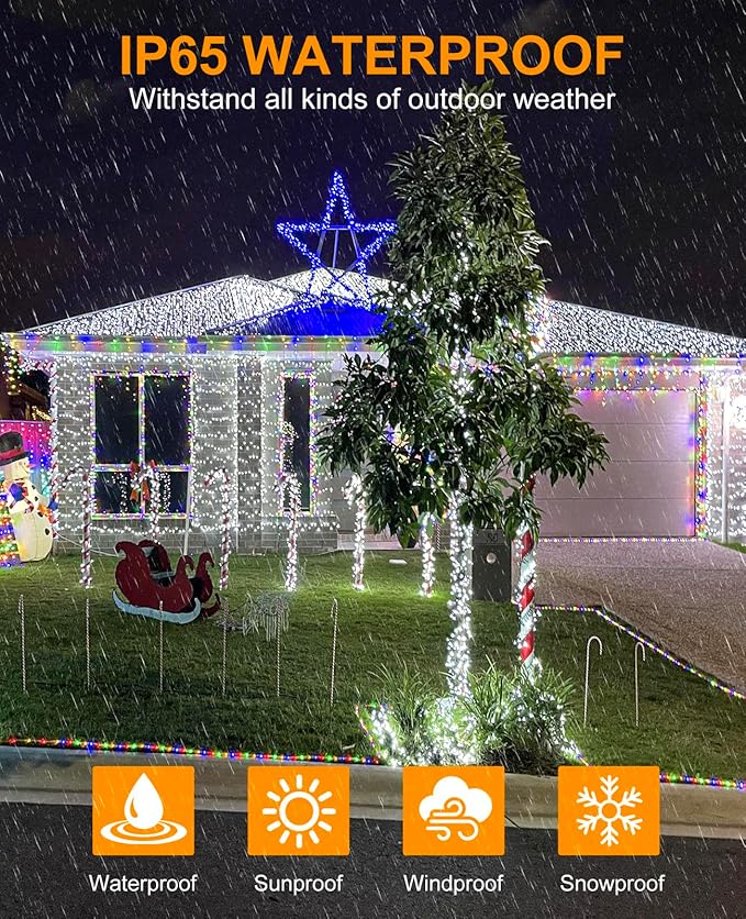 157FT 480 LED Christmas String Lights, Plug in Christmas Lights Outdoor Waterproof, 8 Modes Green Wire StringTwinkle Lights for Indoor Garden Tree Xmas Party Decorations, White