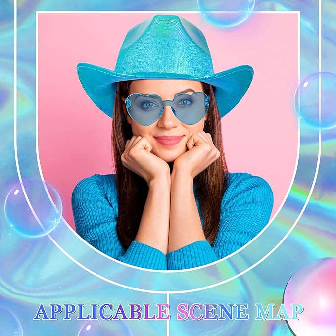 Haysandy 24 Pcs Sparkly Party Hats with Rimless Heart Sunglasses Fun Colorful Party Hats Goggles for Women Men