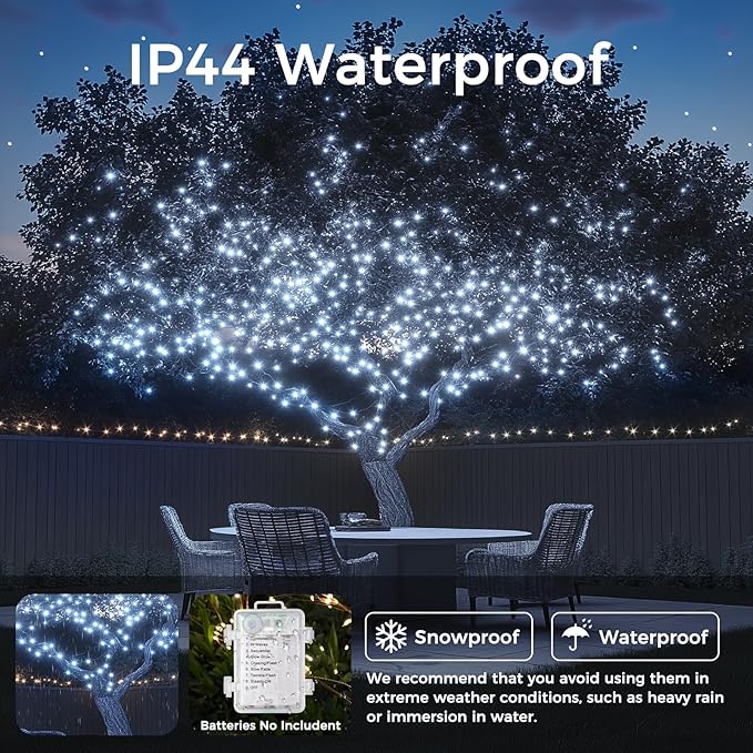 Fairy Lights Battery Operated, 33Ft 100 LED Twinkle Lights with Remote and Timer, 8 Modes Waterproof Lighting for DIY Bedroom Wedding Table Centerpieces Christmas 4 Pack