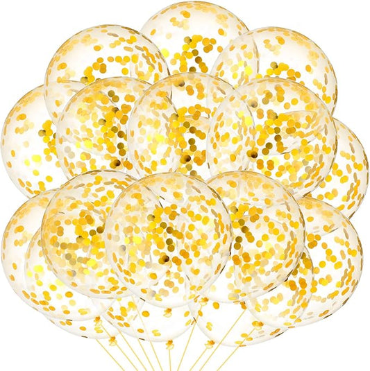 10 Pieces 18 Inch Glitter Confetti Balloons Paper Dots Confetti Shiny Latex Large Balloons for Birthday Wedding Party Decorations(Gold)