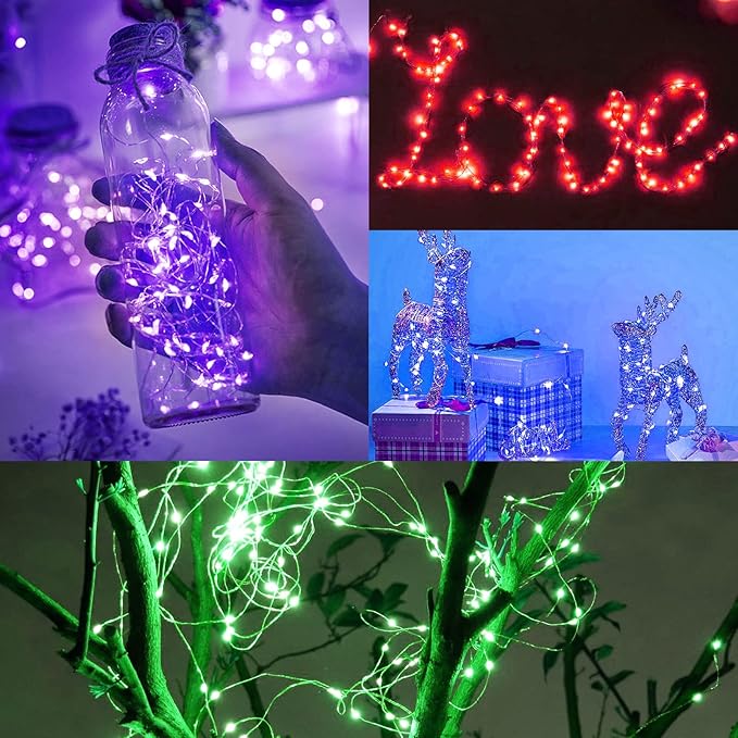 12 Pack Fairy Lights Battery Operated String Lights，7FT 20LED Waterproof Silver Wire Christmas Lights Outdoor,Firefly Mini Lights for Bedroom Party Birthday Wedding Indoor Decorations.