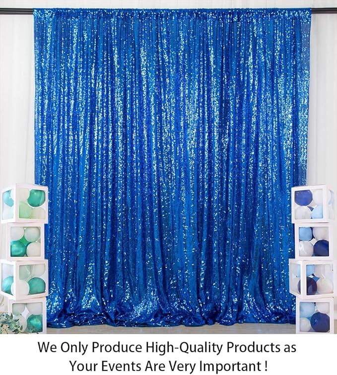 ShinyBeauty Sequin Backdrop 5FTx7FT Royal Blue Sequin Curtain Photo Backdrops 7FT Blue Glitter Backdrop for Photography Wedding Drapes Birthday, Baby Shower Background