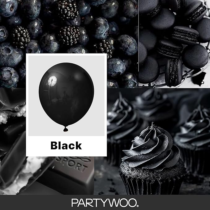 PartyWoo Black Balloons 152 pcs Different Sizes of 18 12 10 5 Inch Black Balloons Arch Kit Garland for Baby Shower Birthday Graduation Casino Gaming Anniversary Race Car Party Decorations Black-Y18
