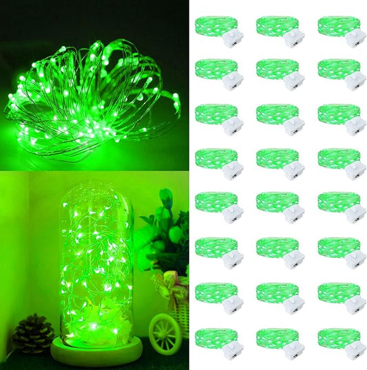 24Pack Fairy Lights Battery Operated, 7ft 20 LED 3 Modes Speed Twinkle Mini String Lights Waterproof Silver Wire Firefly Starry Lights for Mason Jars Wedding Party Christmas Decorations