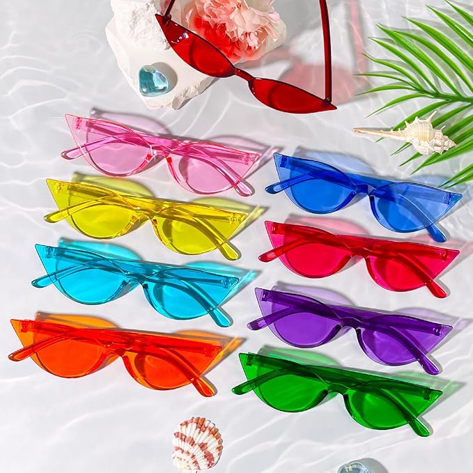 Pibupibu 36 Pcs Rimless Heart/Star/Butterfly/Flame/Cateye Party Sunglasses Bulk for Women Men, Fun Bachelor Party Glasses
