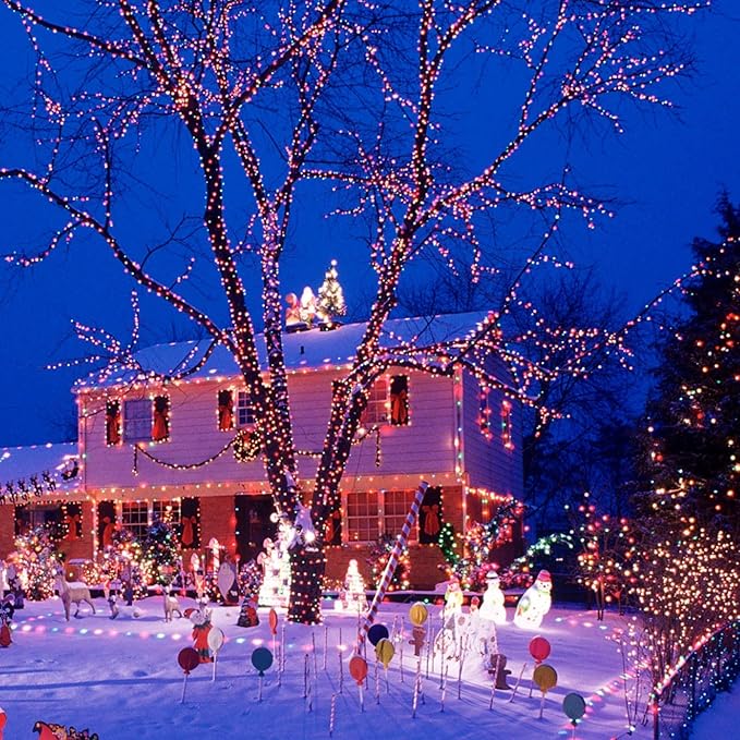 Warm White to Multicolor Color Changing 200 LED 66FT Connectable Christmas String Lights for Outdoor Indoor, 11 Modes Christmas Tree Clear Wire Fairy Waterproof Lights with Memory & Remote & Timer