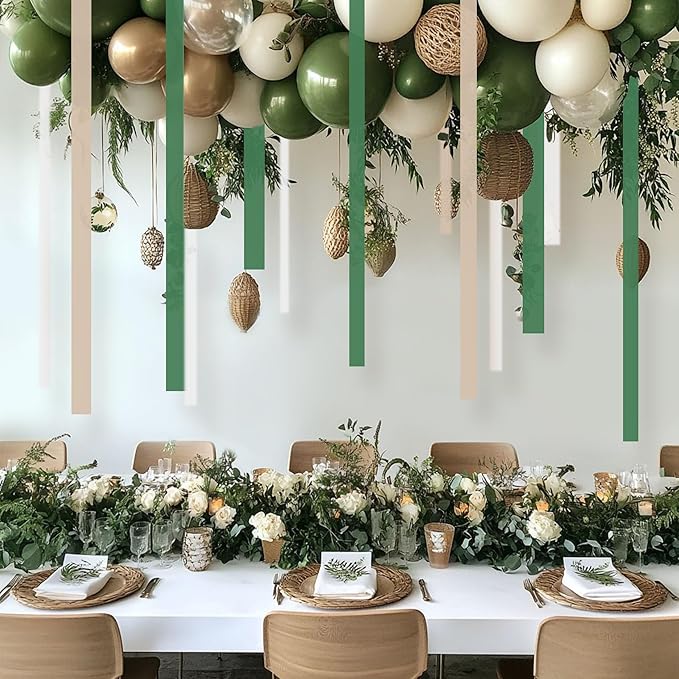 8 Rolls Crepe Paper Streamers, Hunter Green Streamers Party Decorations for Baby Shower Bridal Shower Wedding Jungle Dinosaur Themed Birthday Christmas Decorations