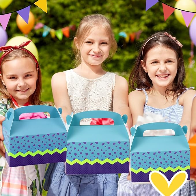 Marspark 24 Pack Monster Themed Cartoon Birthday Party Supplies, Paper Gift Boxes, Cartoon Candy Treat Boxes for Birthday Party Decorations(Purple Pattern)